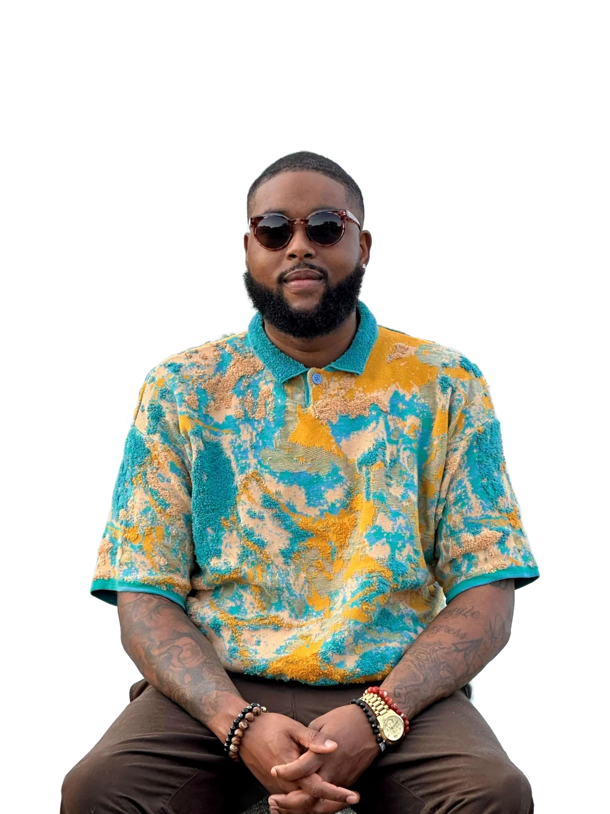 Chef Groove in his turquoise and yellow shirt